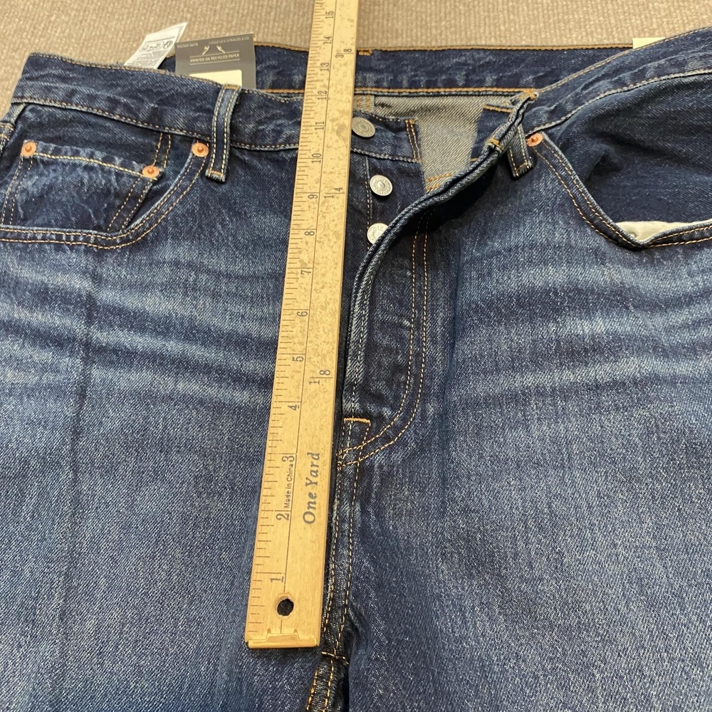 Levis 501 Original Cropped Jeans Womens W33 L28 Blue Med Wash High Rise Denim - Picture 8 of 12